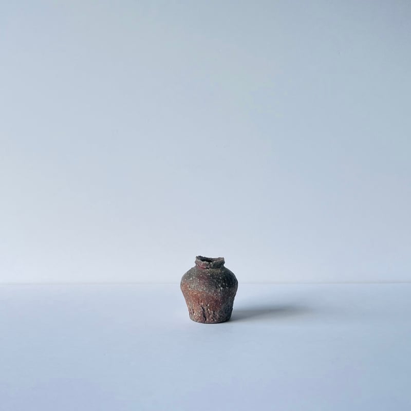 谷清右衛門 (一苔) 造 信楽角蹲壺 共箱 黄布 花器 花瓶 花入