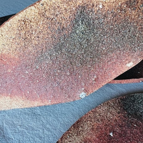 O−40 大平新五　信楽葉皿五枚組　　Shingo Ohira – Set of Five Shigaraki Leaf Plates