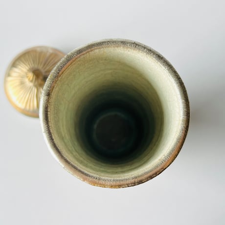TN−30 谷井直人　銀彩経筒形花入れビードロしのぎ　Naoto Tanii, Silver-colored Sutra Cylindrical Flower Vase, Vidro Shinogi