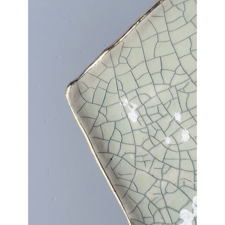TNー72 谷井直人　銀彩ビードロ長皿　Naoto Tanii – Silver-Glazed Bidoro Long Plate