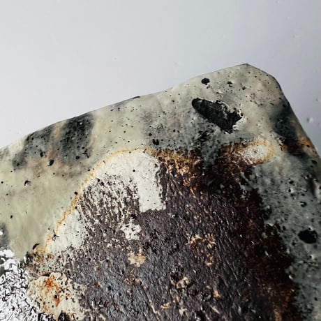 Tｰ64 辻村史朗　粉引き角皿小　Shiro Tsujimura  Powdered square plate