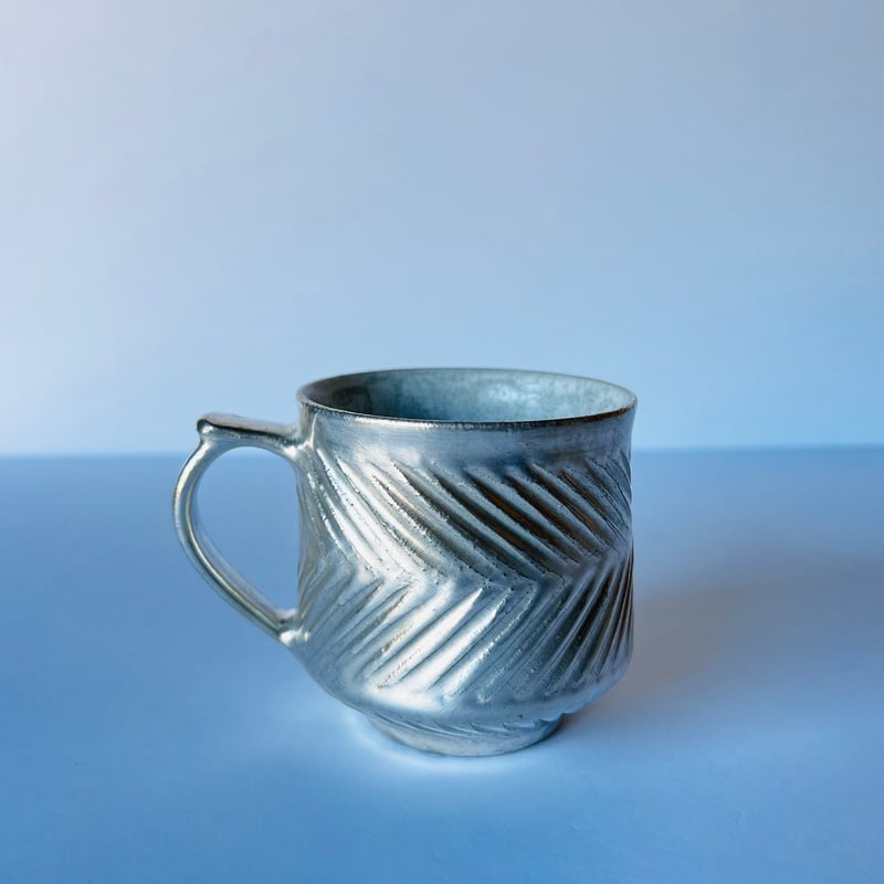 TNｰ90 谷井直人 銀彩しのぎビードロマグカップ Silver-Glazed Shinogi