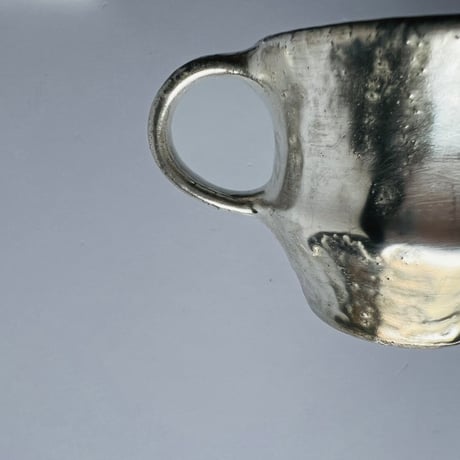 TNー39 谷井直人　銀彩コーヒーカップ&ソーサー　 Naoto Tanii Silver-glazed coffee cup and saucer