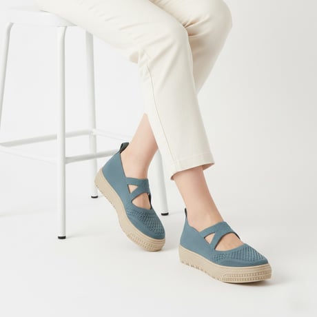 onni ELAMA 軽量 メッシュ ニット メリージェーン フラットシューズ
