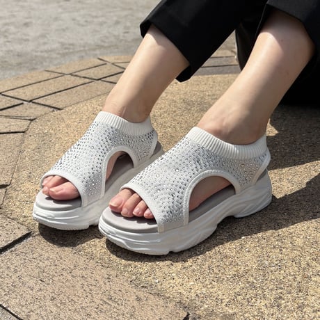 husky Co.Ltd. kitson ニット 厚底 キラキラ サンダル
