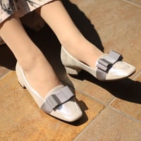 FAVO FAVO/ファヴォファヴォ リボンモチーフ スクエアトゥ 3.5cmヒール 晴雨兼用 防水 レインパンプス