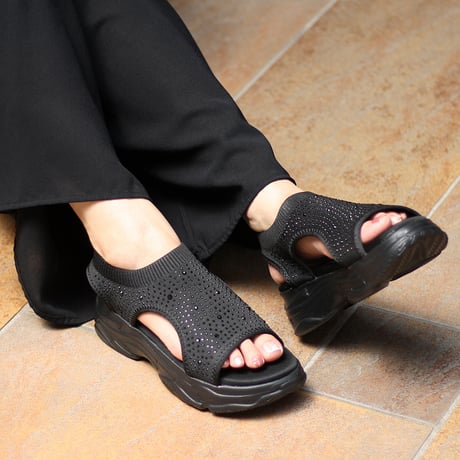 husky Co.Ltd. kitson ニット 厚底 キラキラ サンダル