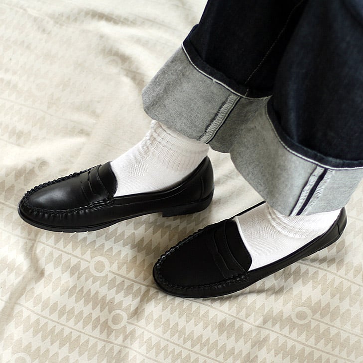 MIHAMA 25cm 新品未使用 ウエッジソール 型押し 紺 ローファー ミハマ MIHAMA カジュアルシューズ （紺型押） -靴