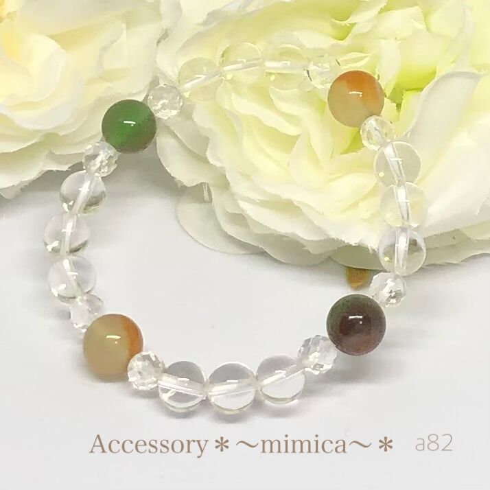 幸せを呼ぶ石＊孔雀瑪瑙＆水晶ブレスレット | ハンドメイドショップ MIMICA
