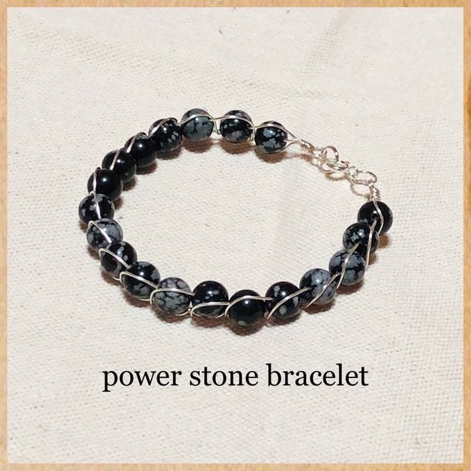 かっこいい天然石バングル ゼブラジャスパーブレスレット