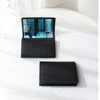 [Deadstock Leather] Batik Card Case －Black×新橋- 縞 -