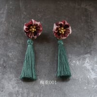つまみ細工×バティック お花の耳飾り（3柄）