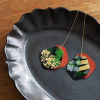 箔押し花弁ピアス・イヤリング（青竹001）