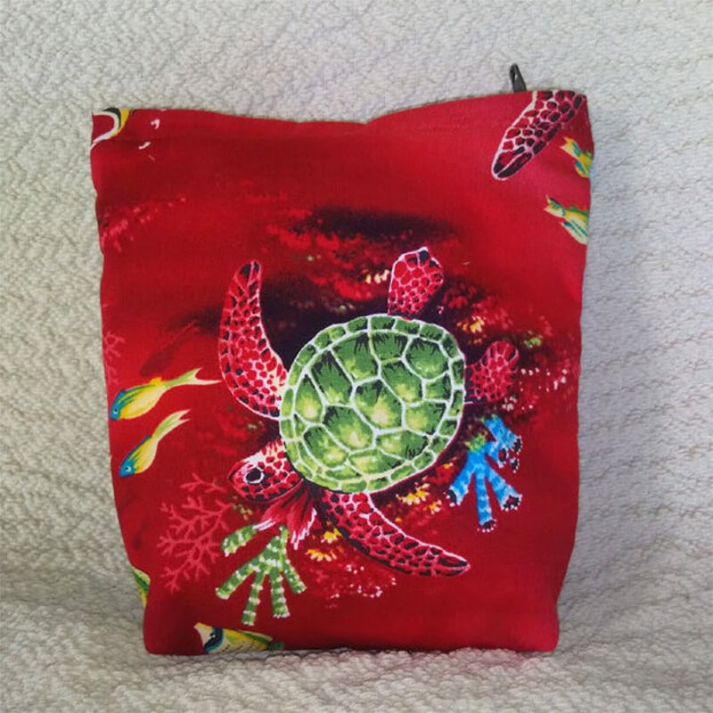 ハンドメイド ミニポーチ　レッド かめかめポーチ レッド | Marine life support 
