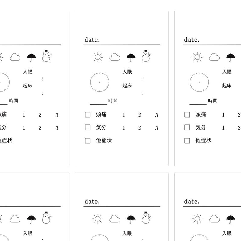 A8変形リフィル(5.5×9.1)：health record1(雪マーク有り) | NOTE