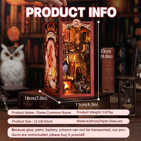 CuteBee DIY Book Nook Kit ミニチュア ドールハウスキット 熾焔休憩室 Flame Common Room