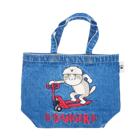 仕事猫刺繍シリーズ デニム刺繍B4トート 仕事猫 DANGER《送料無料》