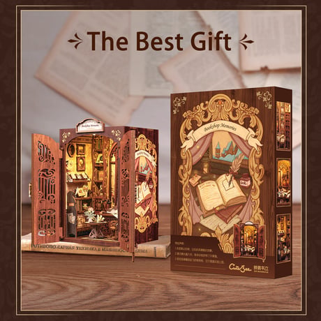 CuteBee DIY Book Nook Kit ミニチュア ドールハウスキット Bookshop Memories
