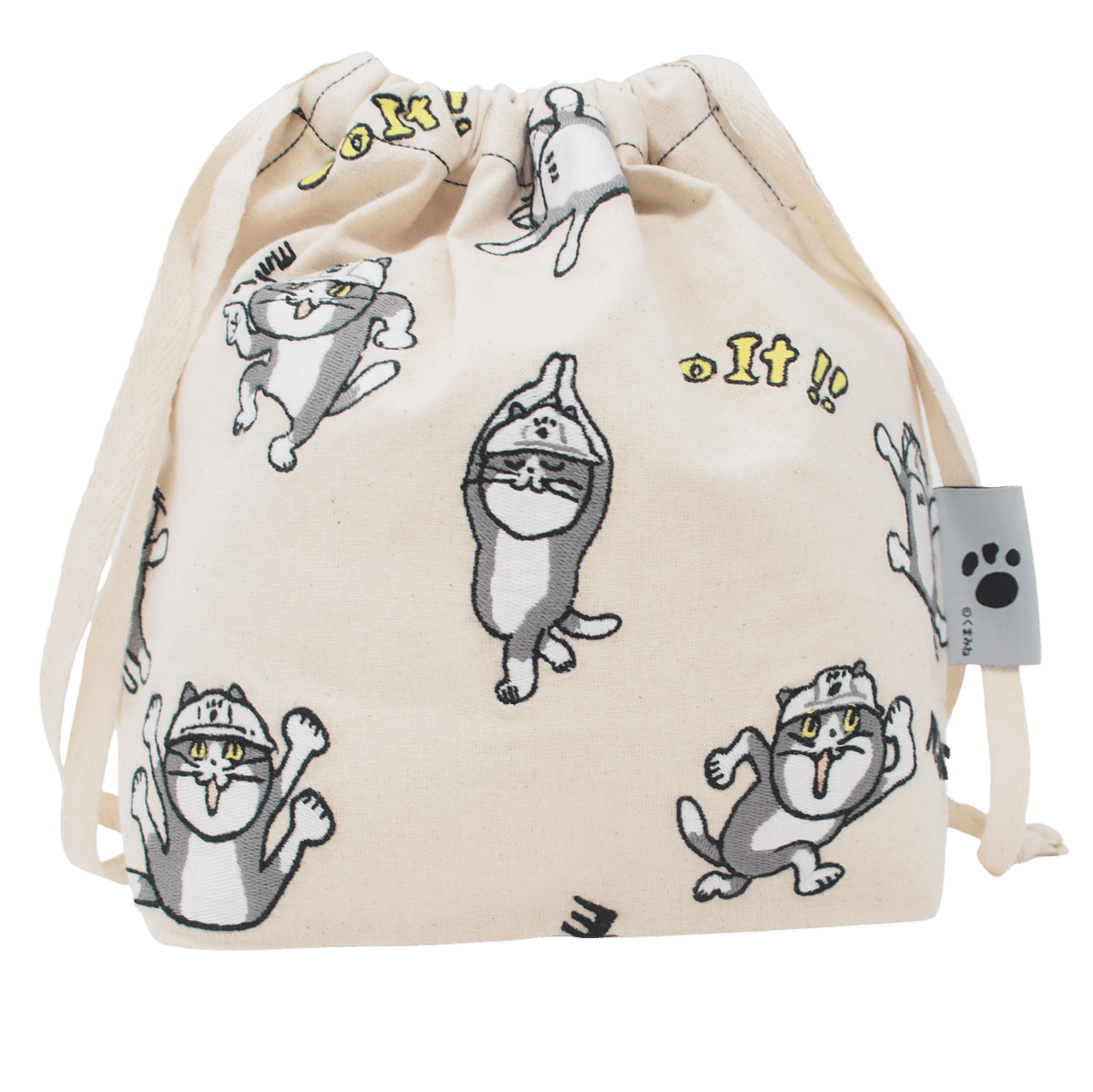 仕事猫刺繍シリーズ 仕事猫 刺繍総柄巾着 | ドリームカプセル公式