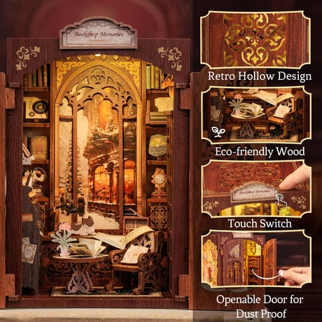 CuteBee DIY Book Nook Kit ミニチュア ドールハウスキット Bookshop Memories