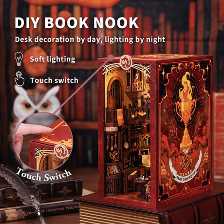 CuteBee DIY Book Nook Kit ミニチュア ドールハウスキット 熾焔休憩室 Flame Common Room