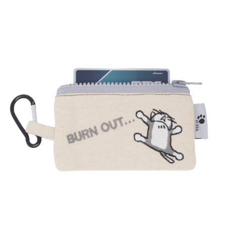 仕事猫刺繍シリーズ 仕事猫 刺繍カラビナポーチ BURN