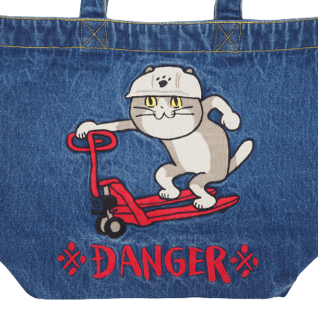 仕事猫刺繍シリーズ デニム刺繍B4トート 仕事猫 DANGER《送料無料》
