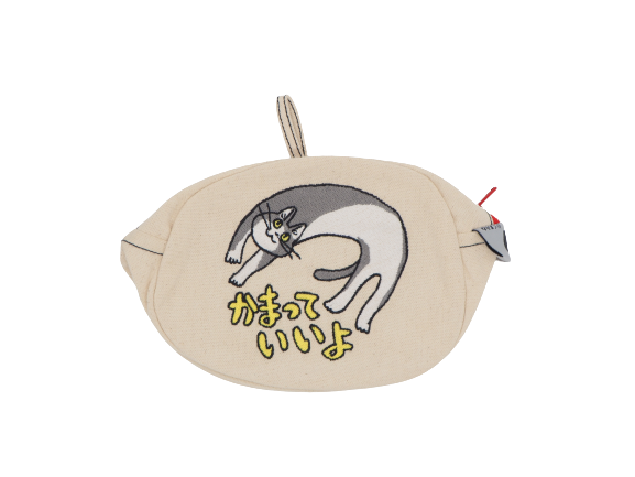 仕事猫刺繍シリーズ 刺繍ポーチ 電話猫 かまっていいよ/おとこ