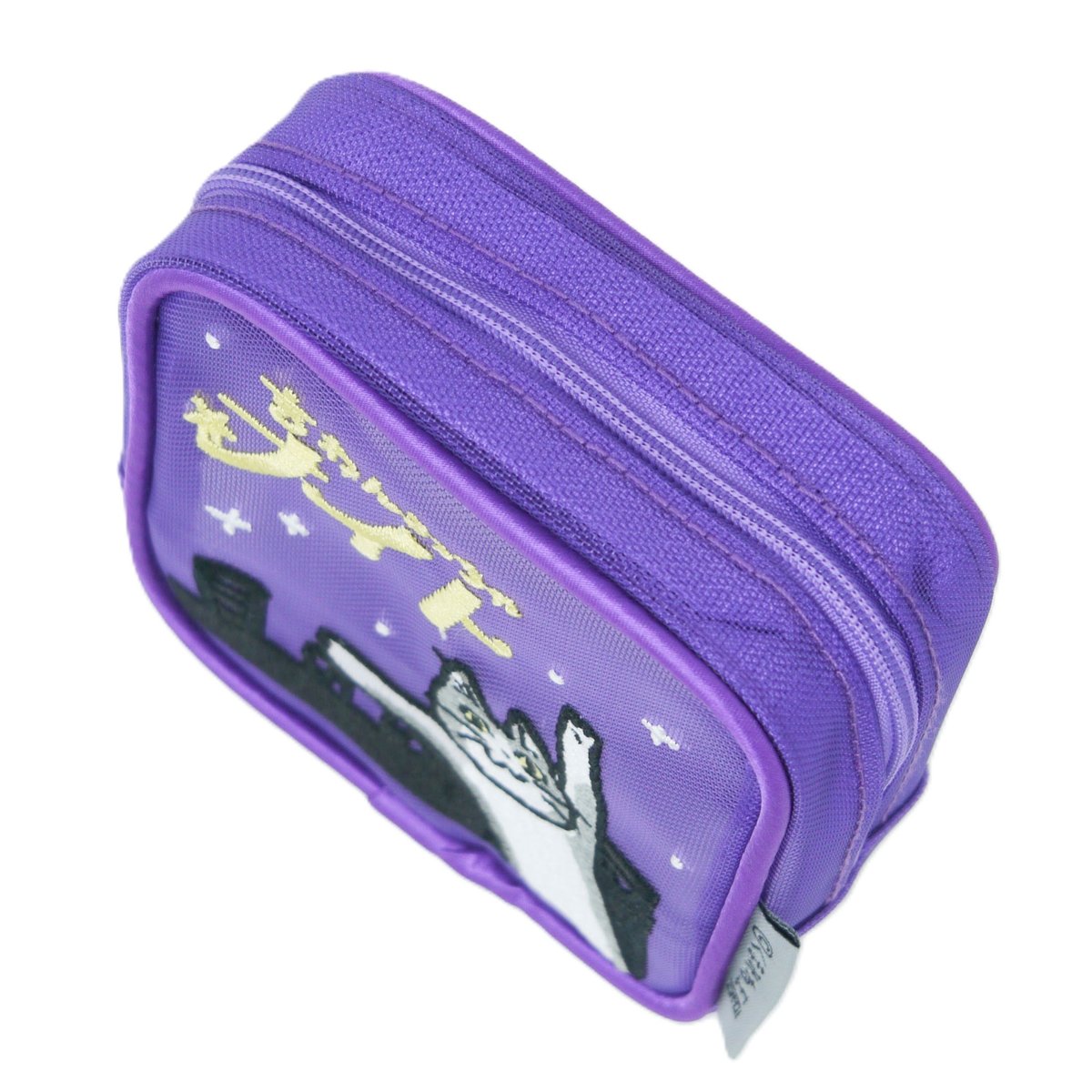 仕事猫刺繍シリーズ 電話猫刺繍メッシュポーチ 言わんこっちゃナイト