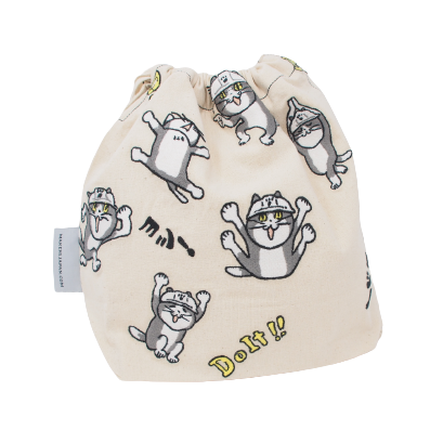 仕事猫刺繍シリーズ 仕事猫 刺繍総柄巾着 | ドリームカプセル公式