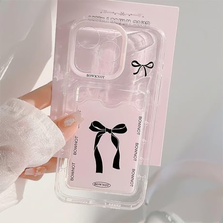 CUTECASE カード収納 iPhoneケース リボン柄 アイフォン15pro/14promax/13/12/SEカバー 便利 持ち運びやすい CM4470