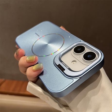 CUTECASEスタンド付 Magsafe充電 iPhone16/16proケース キラキラ光る iPhone15promax/14/13カバー 高級感多機能便利CM5480