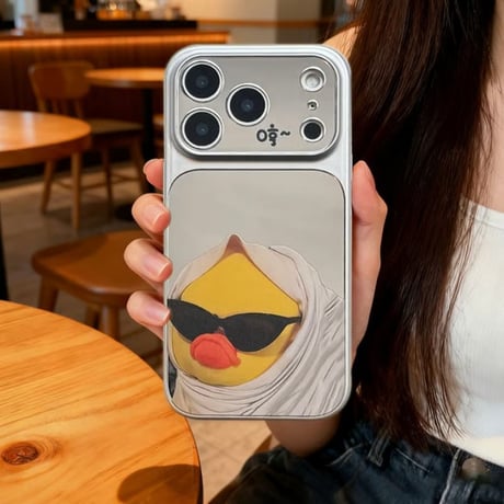 CUTECASE 可愛い動物柄ミラーiPhone17Promaxケースカメラ保護カバー iPhone17Pro/16ProMax/15ProMaxケース 光沢感 頑丈 クールCM6384