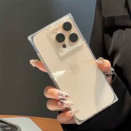 CUTECASEスクエア iPhone16/16proケース 高透明 iPhone15promax/14/13カバー 艶感 シンプル 四角 CM5353