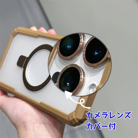 CUTECASE耐衝撃頑丈 iPhone16Promax/16Eケース Magsafe対応リングスタンド iPhone15/14/13proカバー レンズフィルム付 指紋防止 CM5422