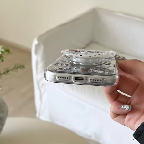 CUTECASE ダルメシアン 鏡付 iPhone17pro/17ケース グリップ付き iPhone16/15promax/14ケース かわいい 多機能便利CM6217