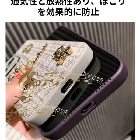 CUTECASE織物 iPhone17Pro/17ケース リボン/熊デコ カメラ保護カバー iPhone17ProMax/16/15カバー 放熱仕様 セレブ愛用 CM5845
