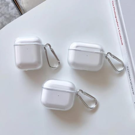 CUTECASEAirpods4ケース 第4世代 クリア AirpodsPro2/Pro1カバー エアポッズ3/2 カラビナ付 シンプル 艶感CM4677
