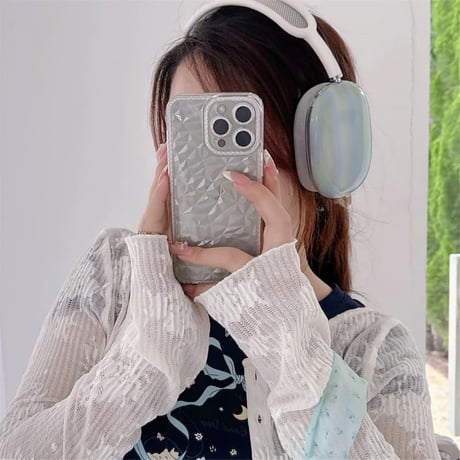 CUTECASE グラデーショングリーン AirPodsMax2/1ケース 縞模様 エアーポッズ マックス専用カバー 艶感 大人可愛いCM5376