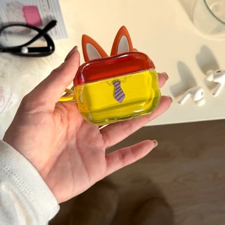 CUTECASE AirpodsPro3ケース 人気 可愛い Airpods4/pro2カバー 耳付き リング付 カップル/友達ペア お揃いコーデCM5873