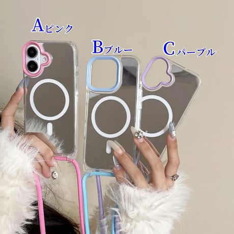 CUTECASEショルダーストラップ付 iPhone16Pro/16ケース 鏡付 MagSafe対応 iPhone15Pro/14Pro/13ケース 多機能 丈夫 大人気 CM5092