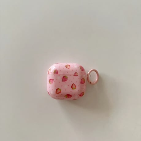 CUTECASEイチゴ柄 AirpodsPro3ケース 甘めコーデ Airpods4/3カバー AirpodsPro第2/1世代 ピンク ギフトにおすすめCM6515