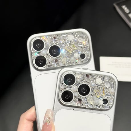 CUTECASE 真珠/花/蝶デコ カメラ保護カバー iPhone17ProMax iPhone17Pro 豪華 おしゃれ 可愛い 使いやすいCM6514