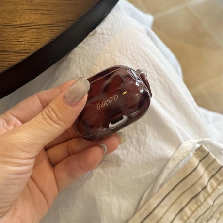 CUTECASE 琥珀調 Airpods4ケース リボンデコ エアポッズ3/Pro2ケース airpodspro2カバー リング付 シック ギフトにおすすめCM5520