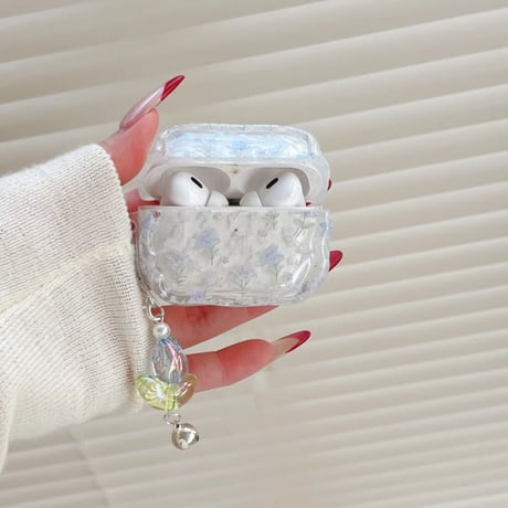 CUTECASE 草花柄 Airpods Pro3ケース 淡色系 Airpods 4/3カバー AirpodsPro2/1 キーホルダー付き 春コーデ CM6132