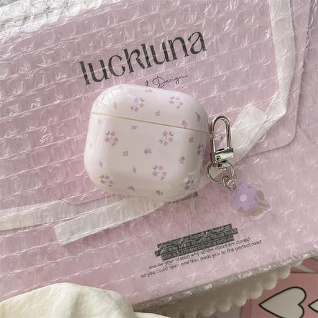 CUTECASEパープル Airpods4ケース 花柄 Airpods3/Pro2ケース airpodspro2カバー キーチェーン付 ギフトにおすすめCM5268