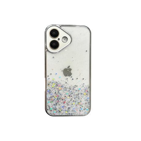 CUTECASEカメラ保護 iPhone16/16Proケース キラキラグリッター iPhone15/14/13/12Proカバー 透明 丈夫 女子力高い CM5000