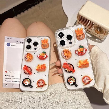 CUTECASE ピザ/ドーナツ iPhone16pro/16ケース クリア iPhone15pro/14/13pro/12カバー 大人可愛い プレゼントにおすすめCM5269