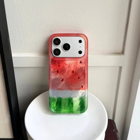 CUTECASEスイカ柄 iPhone17Pro/17ケース 美味しそう iPhone16ProMax/15Proケース 涼しい感 艶感 夏コーデCM6541