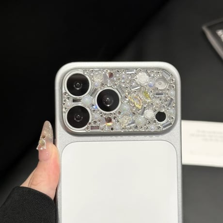 CUTECASE 真珠/花/蝶デコ カメラ保護カバー iPhone17ProMax iPhone17Pro 豪華 おしゃれ 可愛い 使いやすいCM6514